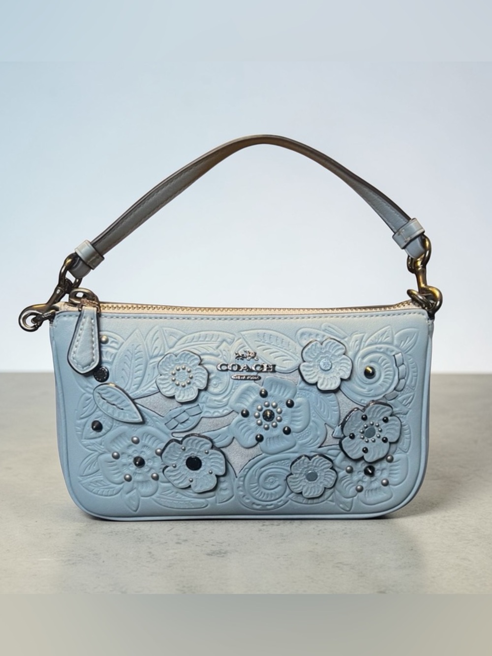 Coach 2017 Nolita Tea Rose Studded Light Blue Shoulder Bag